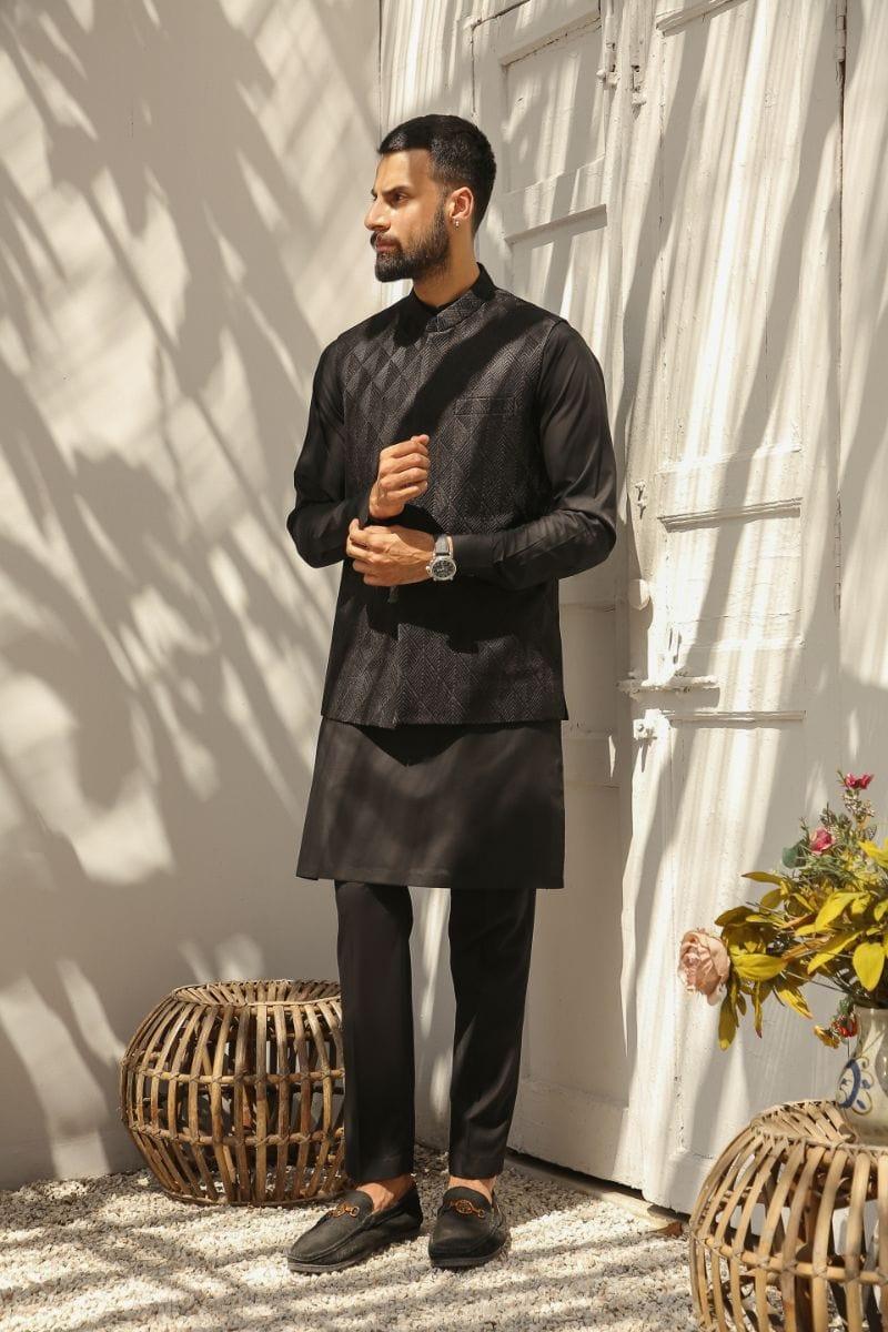 GEM GARMENTS - Raqs - Band Collar - Black - Waistcoat - 1 Piece - Studio by TCS