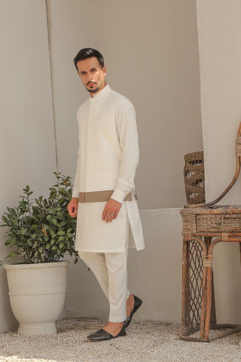 GEM GARMENTS - Amal - Band Collar - Off White - Waistcoat - 1 Piece - Studio by TCS