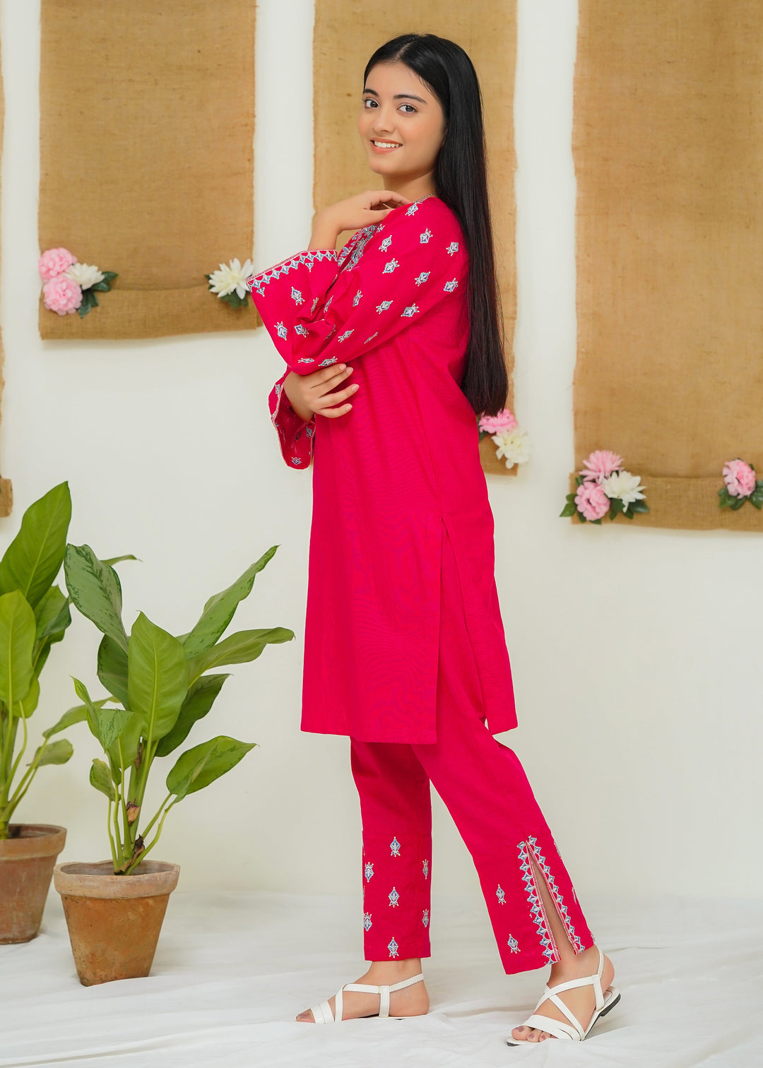 Modest - Peony - Pink - Khaddar - Girls 2 Piece Suit