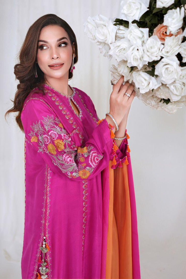 Reema Ahsan - VANYA - Pure raw silk  - Magenta pink  - 3 Piece