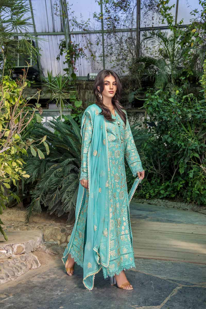 Malook - Zaib - Emerald Green - Lawn - 3 Piece - Unstitch