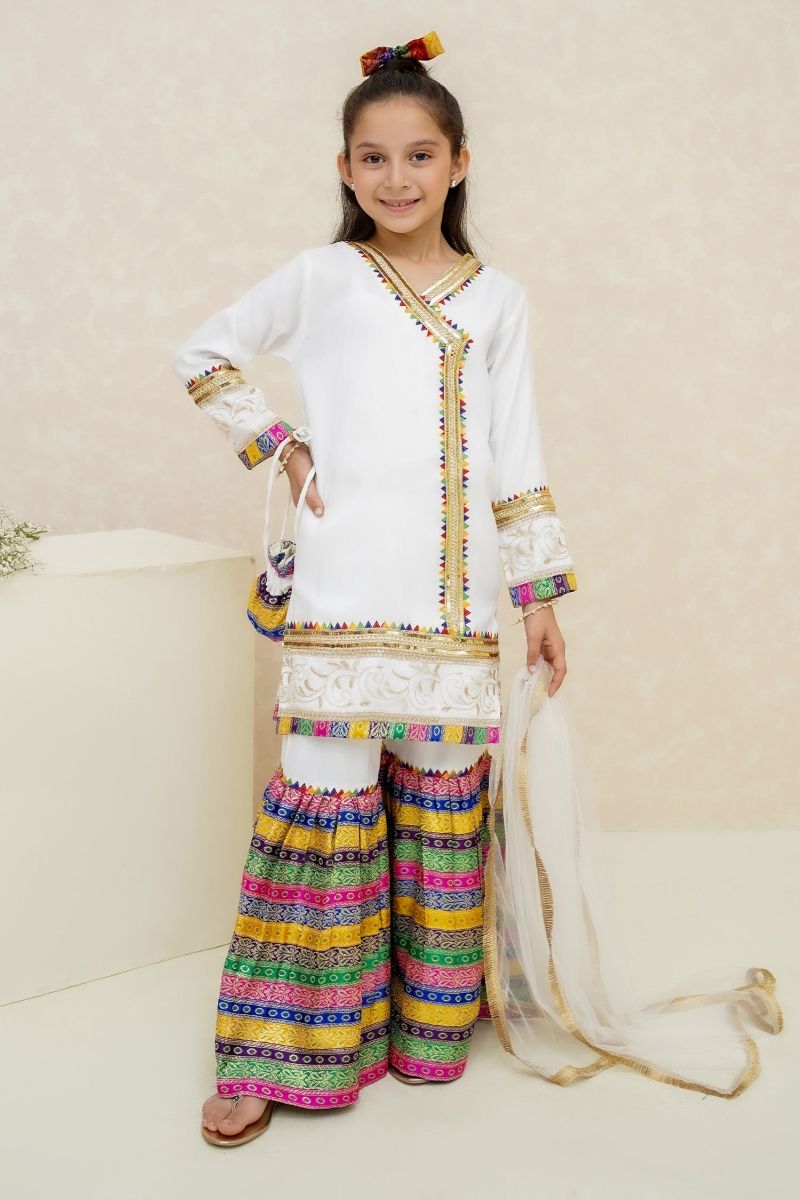 Modest - Mah e Noor - White - Rawsilk - 3 Piece