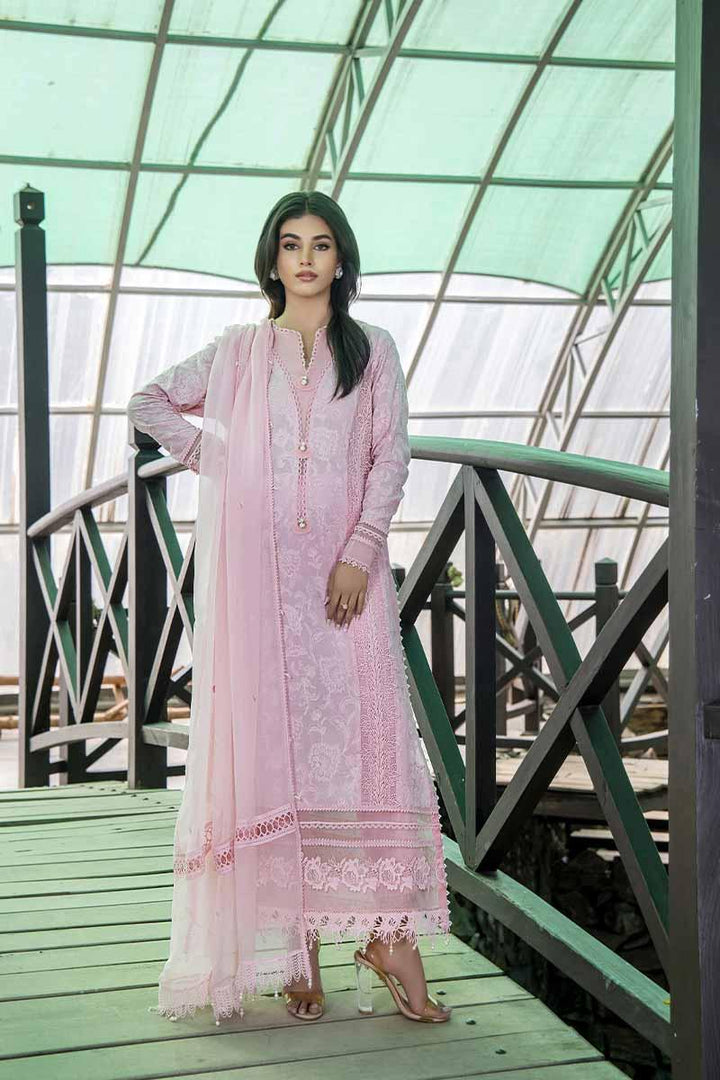 Malook - Pink rose - Lawn - 3 Piece - Unstitch