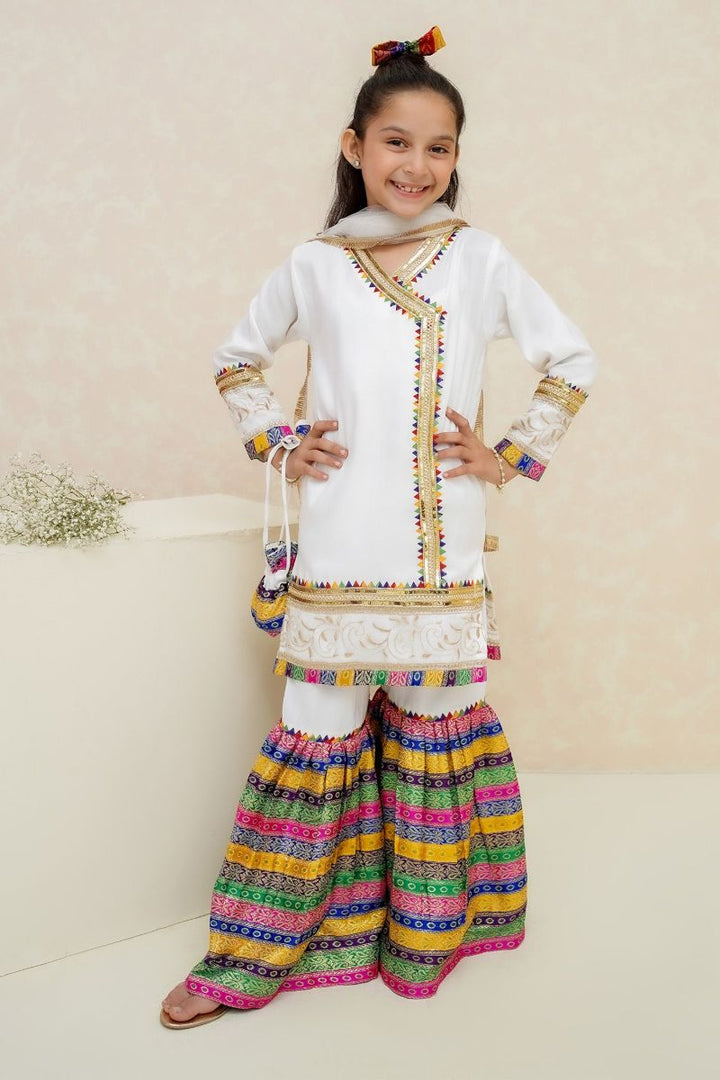 Modest - Mah e Noor - White - Rawsilk - 3 Piece