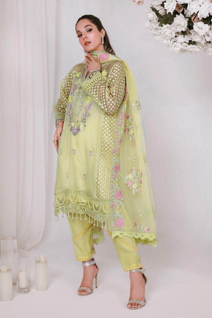 Reema Ahsan - NIDA - Organza  - Lemon yellow  - 3 Piece