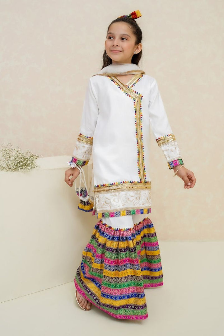 Modest - Mah e Noor - White - Rawsilk - 3 Piece