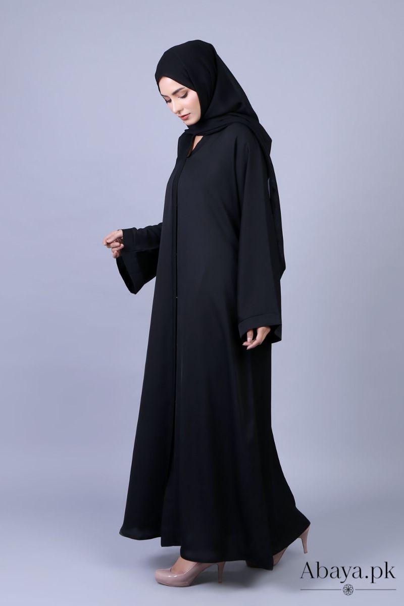 Abaya.pk - Pristine Black Abaya & Hijab - Chiffon & Nada Fabric