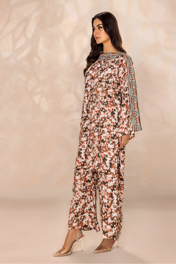 SAFWA - Printed - Orange - Lawn - 2 Piece - Stitched