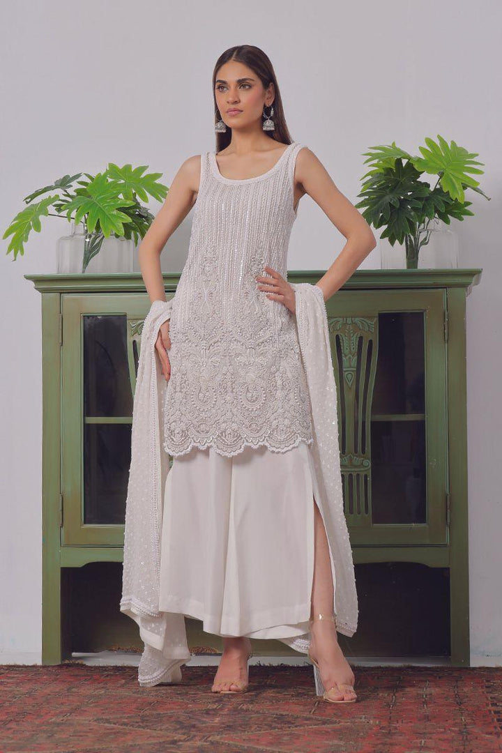 Rizwan Beyg Design - Mirabelle - Cotton Net - White - 2 Piece