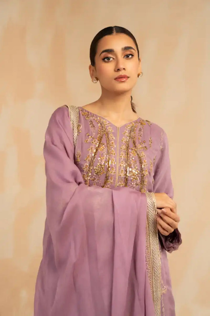 Sarajahan - Lilac - Chiffon - Purple - 3 Piece