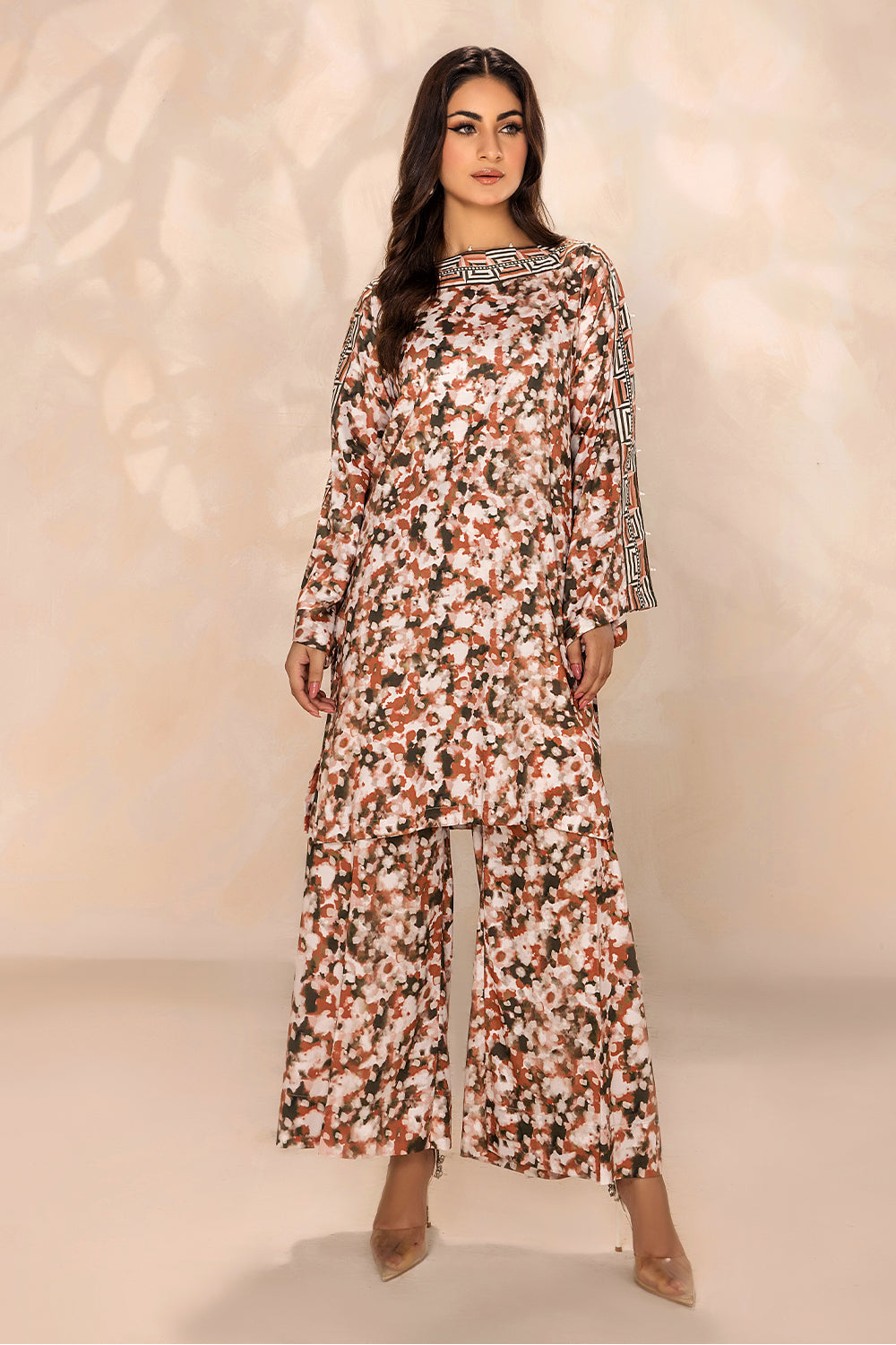 SAFWA - Printed - Orange - Lawn - 2 Piece - Stitched