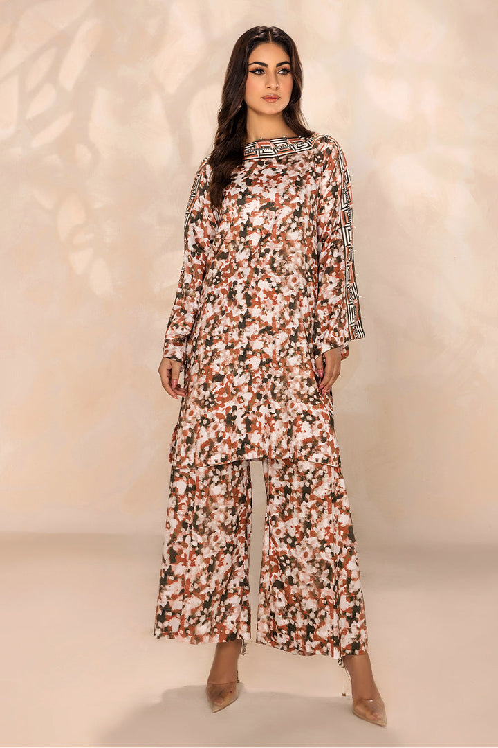 SAFWA - Printed - Orange - Lawn - 2 Piece - Stitched