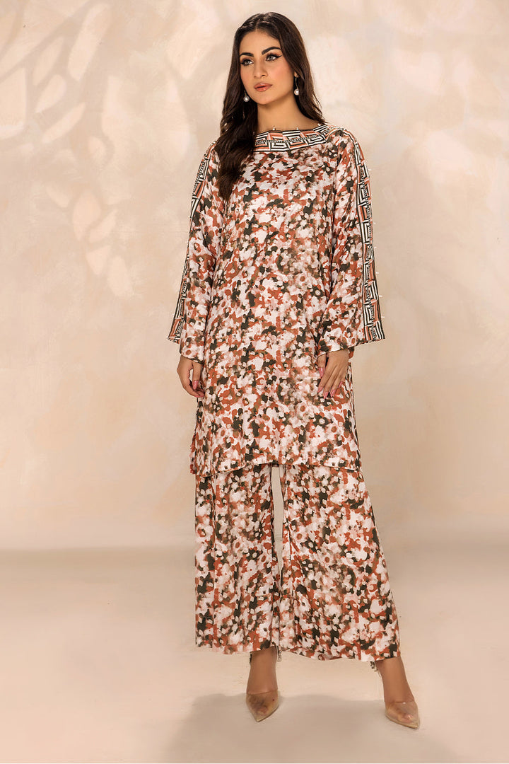 SAFWA - Printed - Orange - Lawn - 2 Piece - Stitched