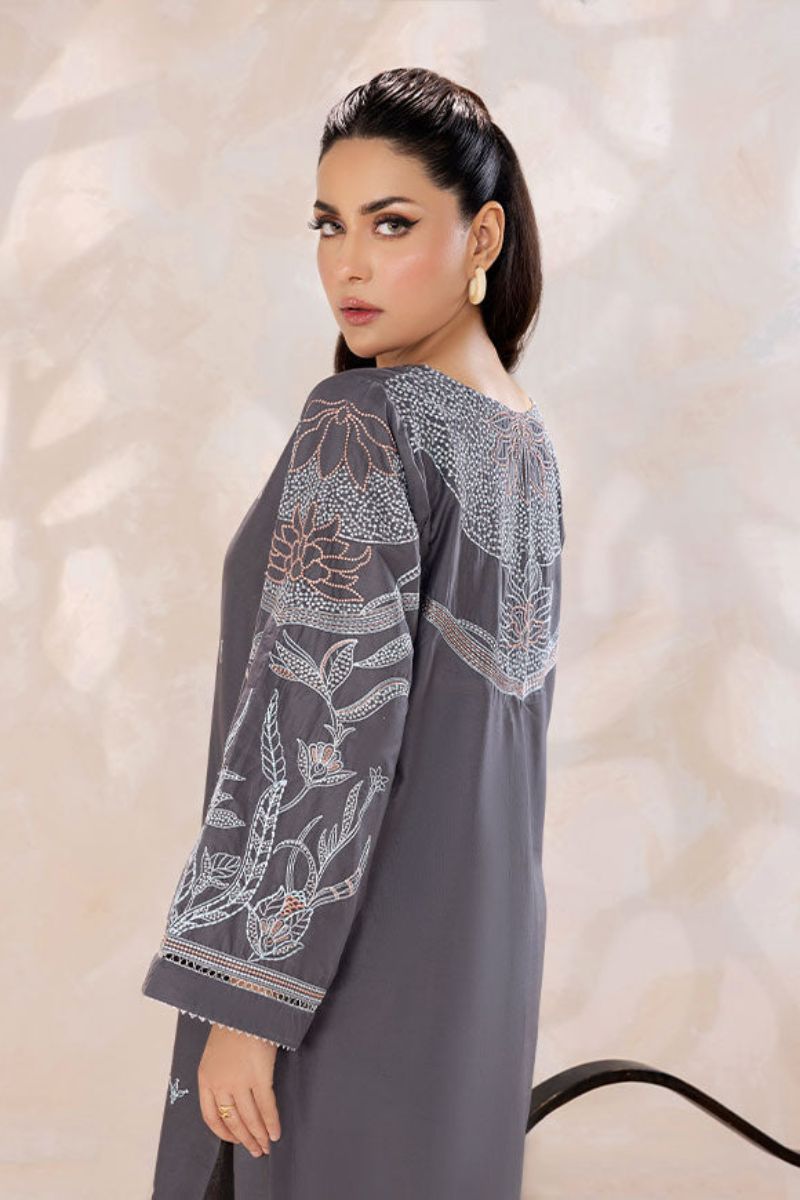 SAFWA - Embroidered - Grey - Lawn - 2 Piece - Stitched