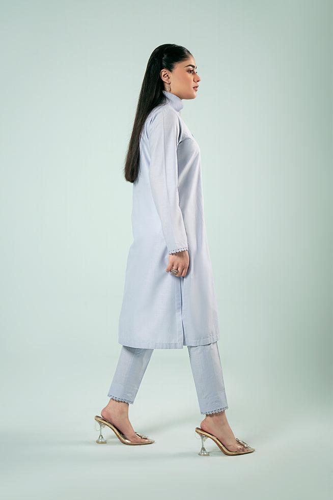 FOZIA KHALID  - Lilac Pleated Co-ord Set - Cotton - 2 Piece