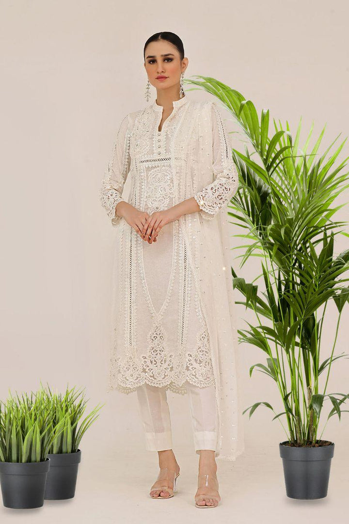 Rizwan Beyg - Selini Long Shirt - Irish Linen - White - 2 Piece