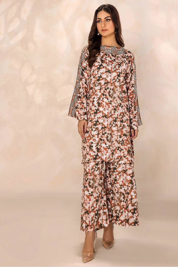 SAFWA - Printed - Orange - Lawn - 2 Piece - Stitched