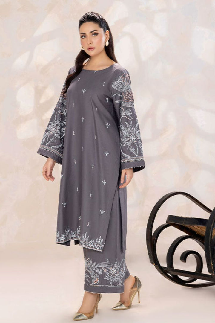 SAFWA - Embroidered - Grey - Lawn - 2 Piece - Stitched