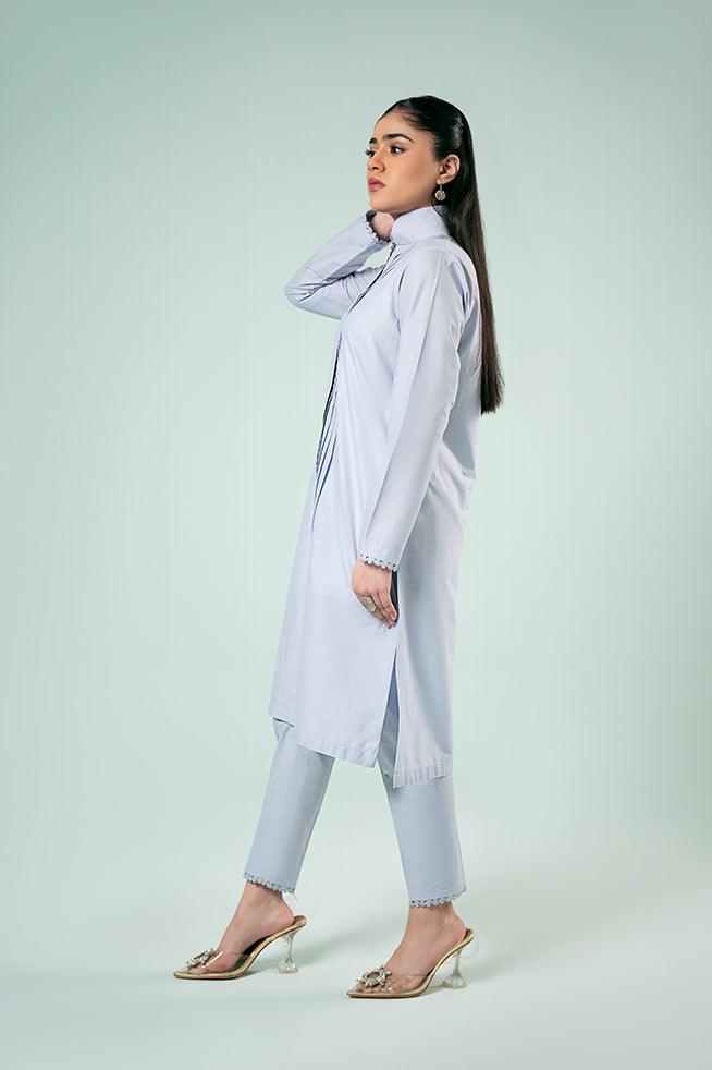 FOZIA KHALID  - Lilac Pleated Co-ord Set - Cotton - 2 Piece