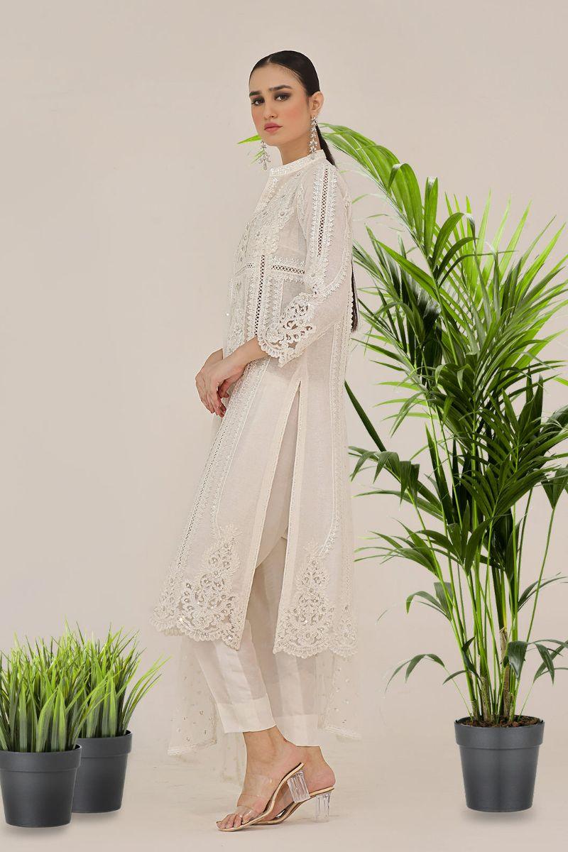 Rizwan Beyg - Selini Long Shirt - Irish Linen - White - 2 Piece