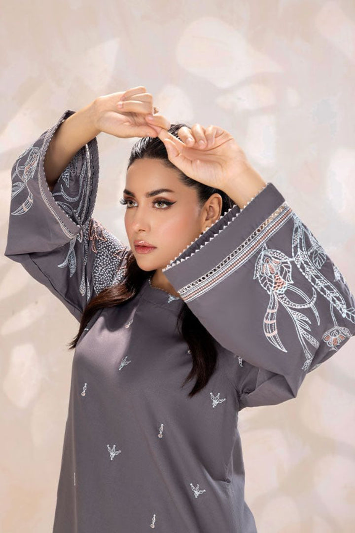 SAFWA - Embroidered - Grey - Lawn - 2 Piece - Stitched