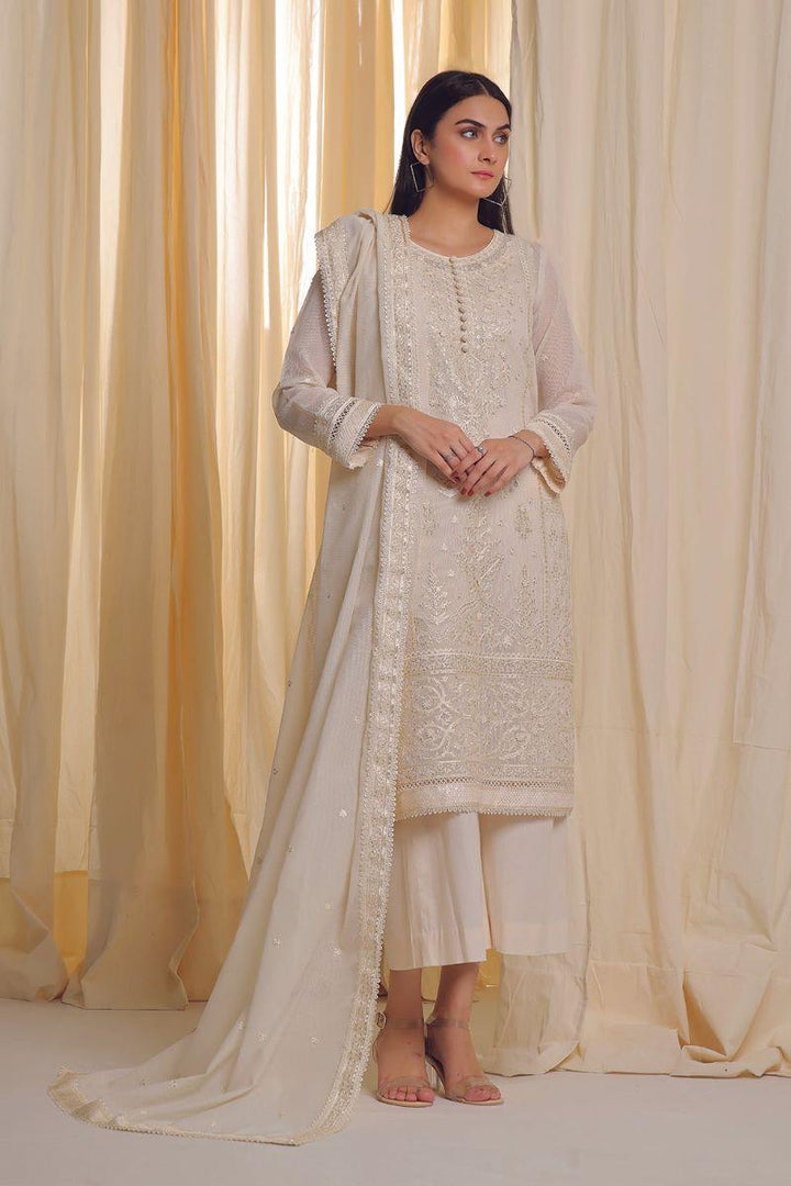 Rizwan Beyg Design - Sundas - Cotton Net - Beige - 2 Piece