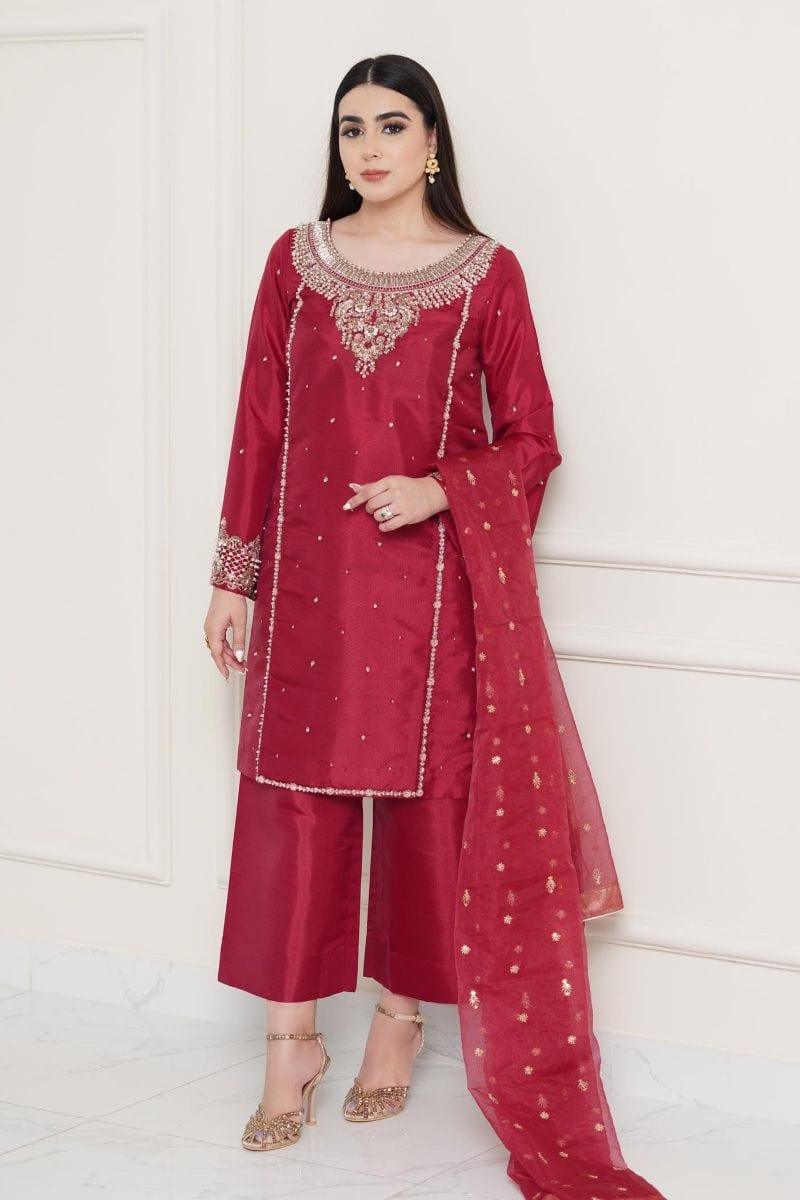 Allure by Ih - RAYA - Katan Silk - Raspberry - 3 Piece - Studio by TCS