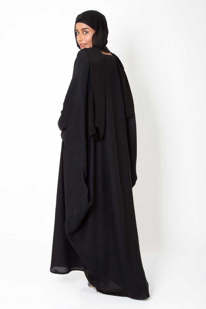 Abaya.pk - Black Butterfly Gown Abaya & Hijab - Chiffon & Nada FAbirc