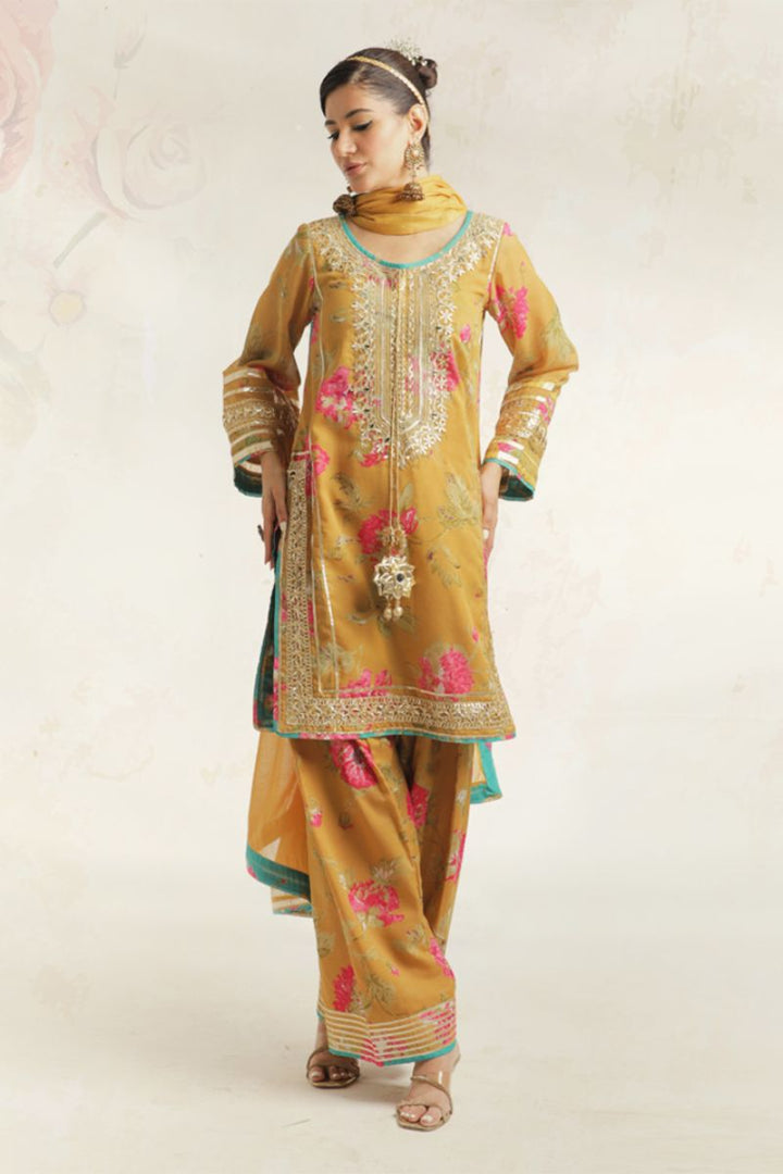 Gulenoor - Sarsoon - Mustard - Acrylic Lawn - 3 Piece