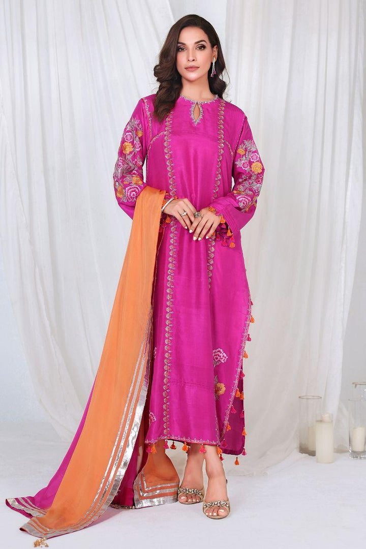 Reema Ahsan - VANYA - Pure raw silk  - Magenta pink  - 3 Piece