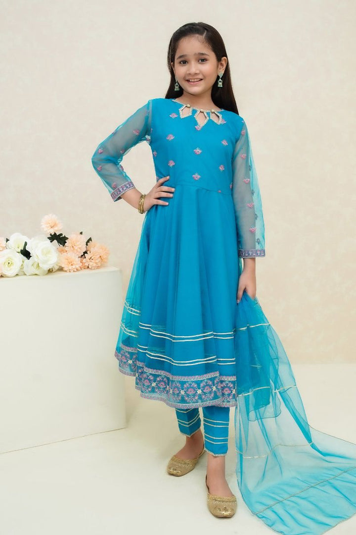 Modest - Sahar - Net - Blue - Girls 3 Piece Suit