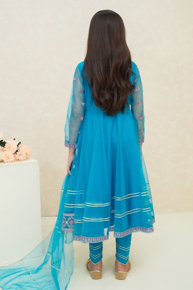 Modest - Sahar - Net - Blue - Girls 3 Piece Suit