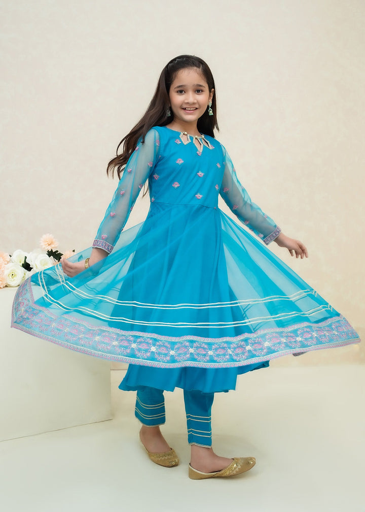 Modest - Sahar - Net - Blue - Girls 3 Piece Suit