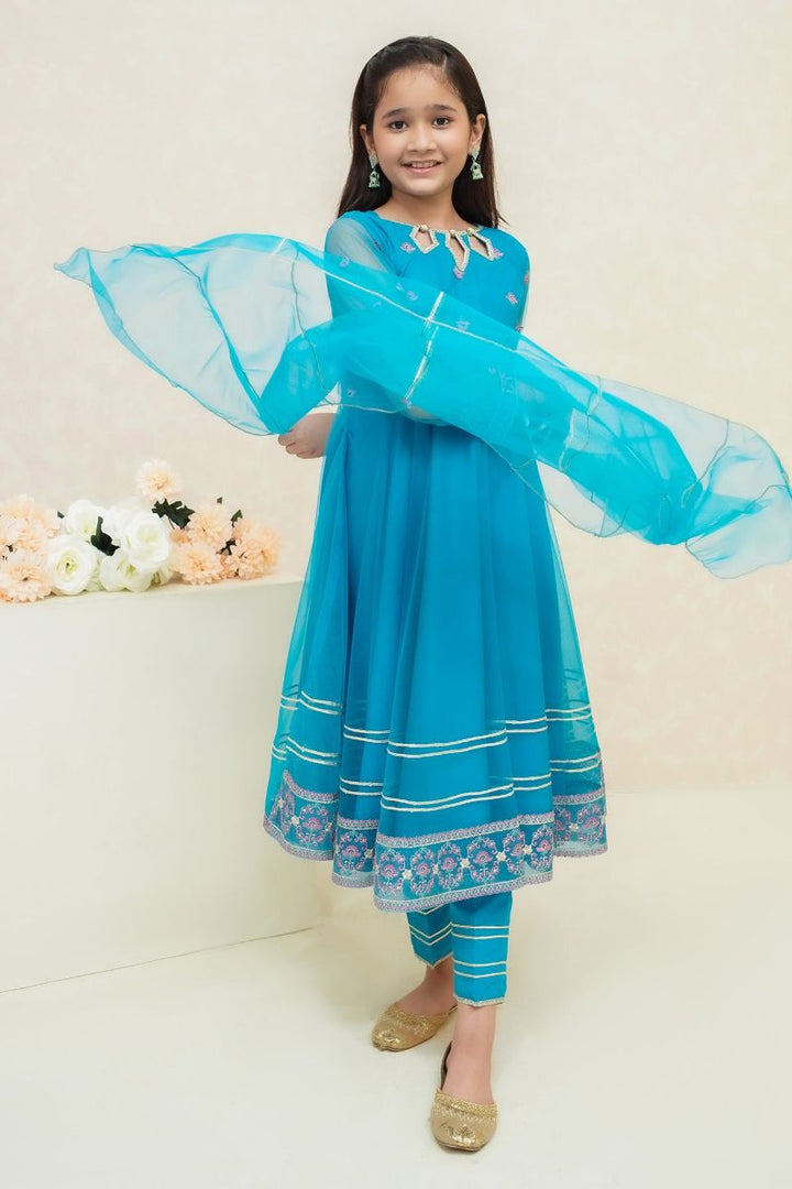 Modest - Sahar - Net - Blue - Girls 3 Piece Suit