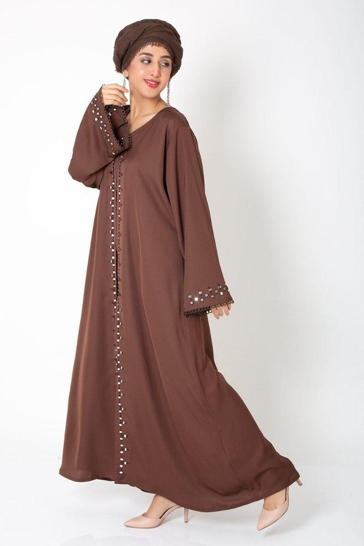 Abaya.pk - Reflection Brown Abaya - Nada Fabric - Brown