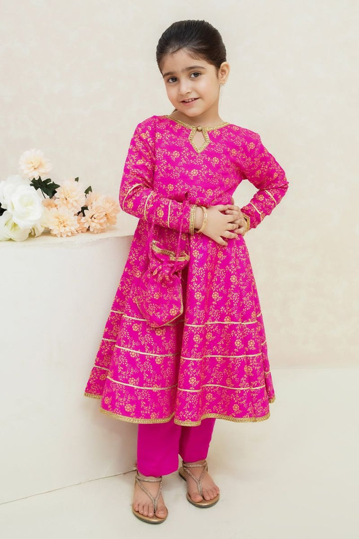 Modest - Mahroz - Rawsilk - Hot Pink - Girls 3 Piece Suit