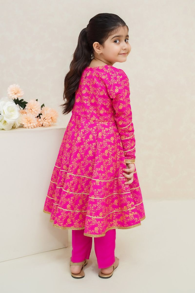 Modest - Mahroz - Rawsilk - Hot Pink - Girls 3 Piece Suit