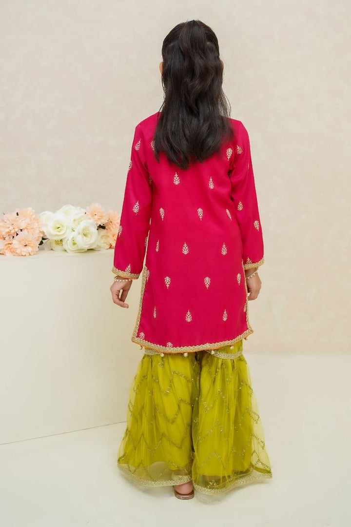 Modest - Noorani - Raw Silk - Hot Pink - Girls 3 Piece Suit