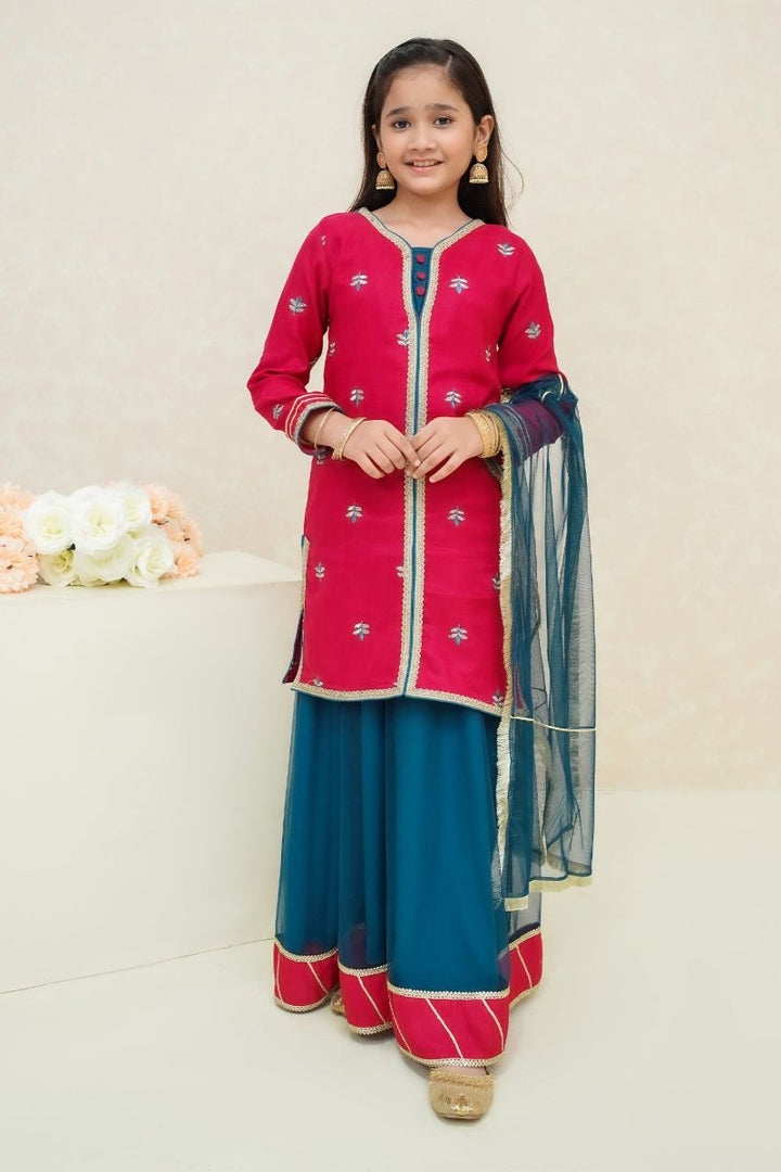 Modest - Arsh - Rawsilk - Hot Pink - Girls 3 Piece Suit