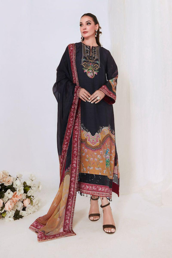 Reema Ahsan - SIREN - Korean raw silk  - Black  - 3 Piece