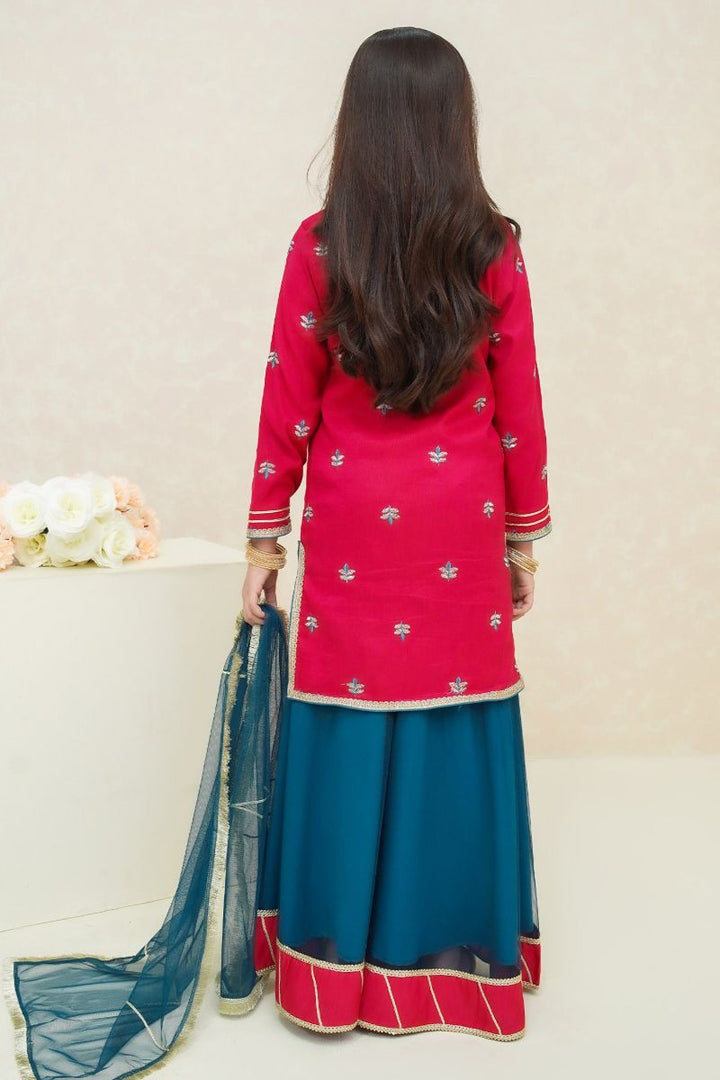 Modest - Arsh - Rawsilk - Hot Pink - Girls 3 Piece Suit