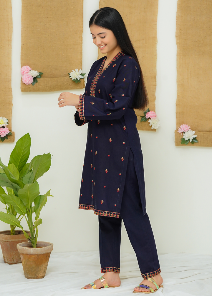 Modest - Dusk - Navy Blue - Khaddar - Girls 2 Piece Suit