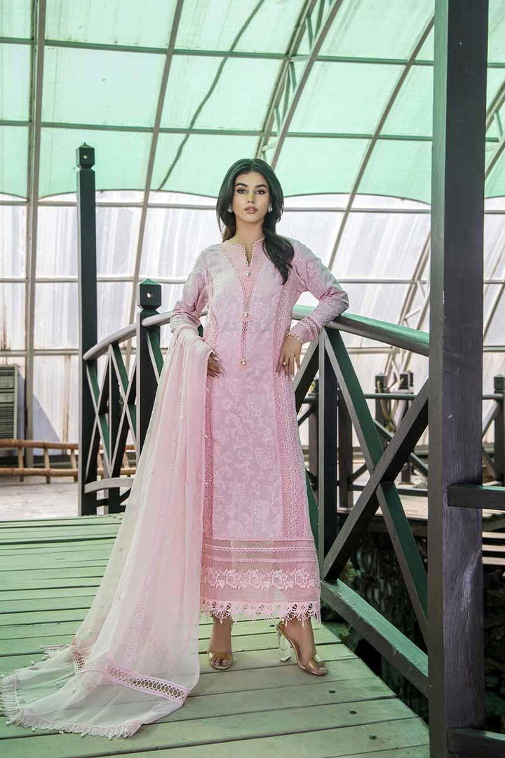 Malook - Pink rose - Lawn - 3 Piece - Unstitch