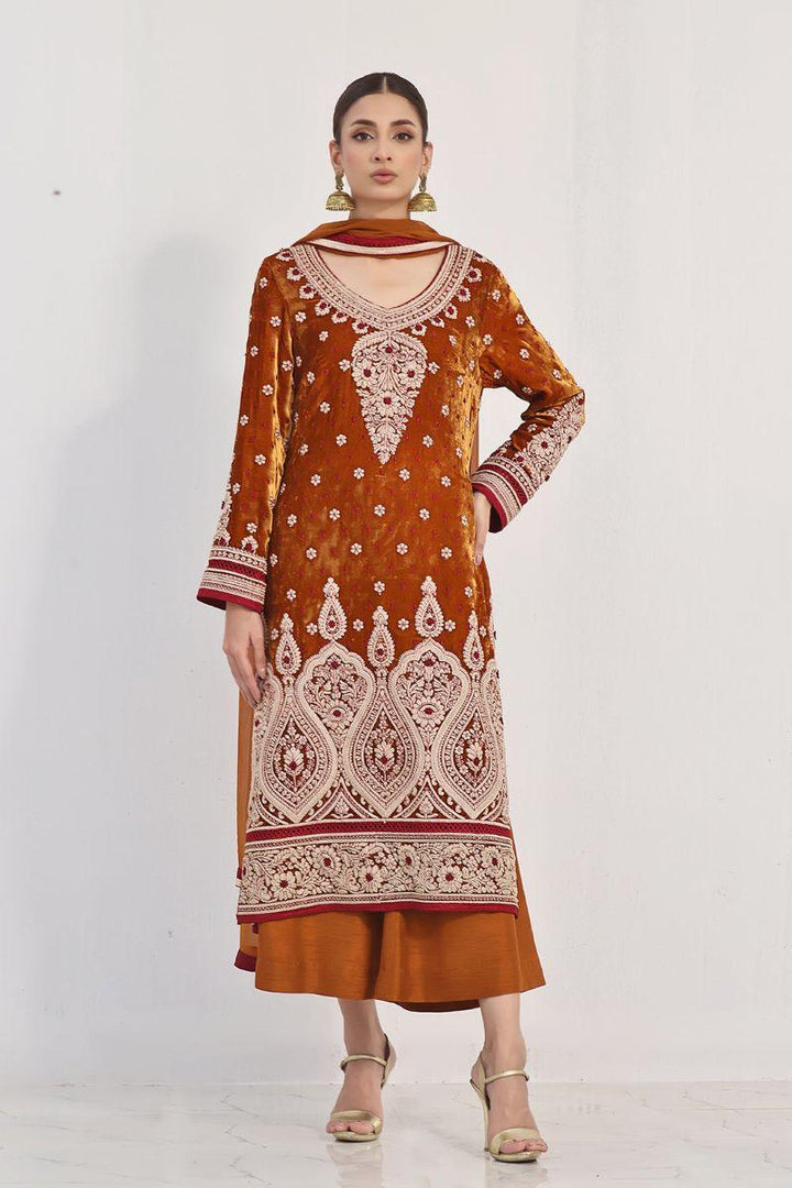 Rizwan Beyg Design - Dilara - Pure Velvet - Mustard - 2 Piece