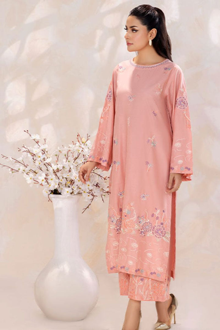 SAFWA - Embroidered - Pink - Lawn - 2 Piece - Stitched