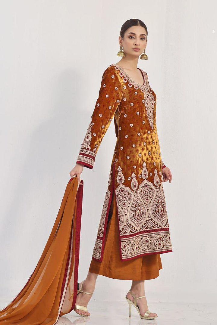 Rizwan Beyg Design - Dilara - Pure Velvet - Mustard - 2 Piece