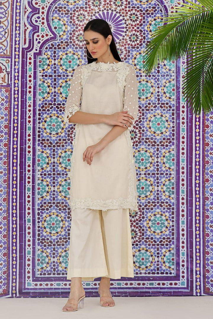 Rizwan Beyg - Aura Straight Shirt - Bareeze Cotton - White - 2 Piece