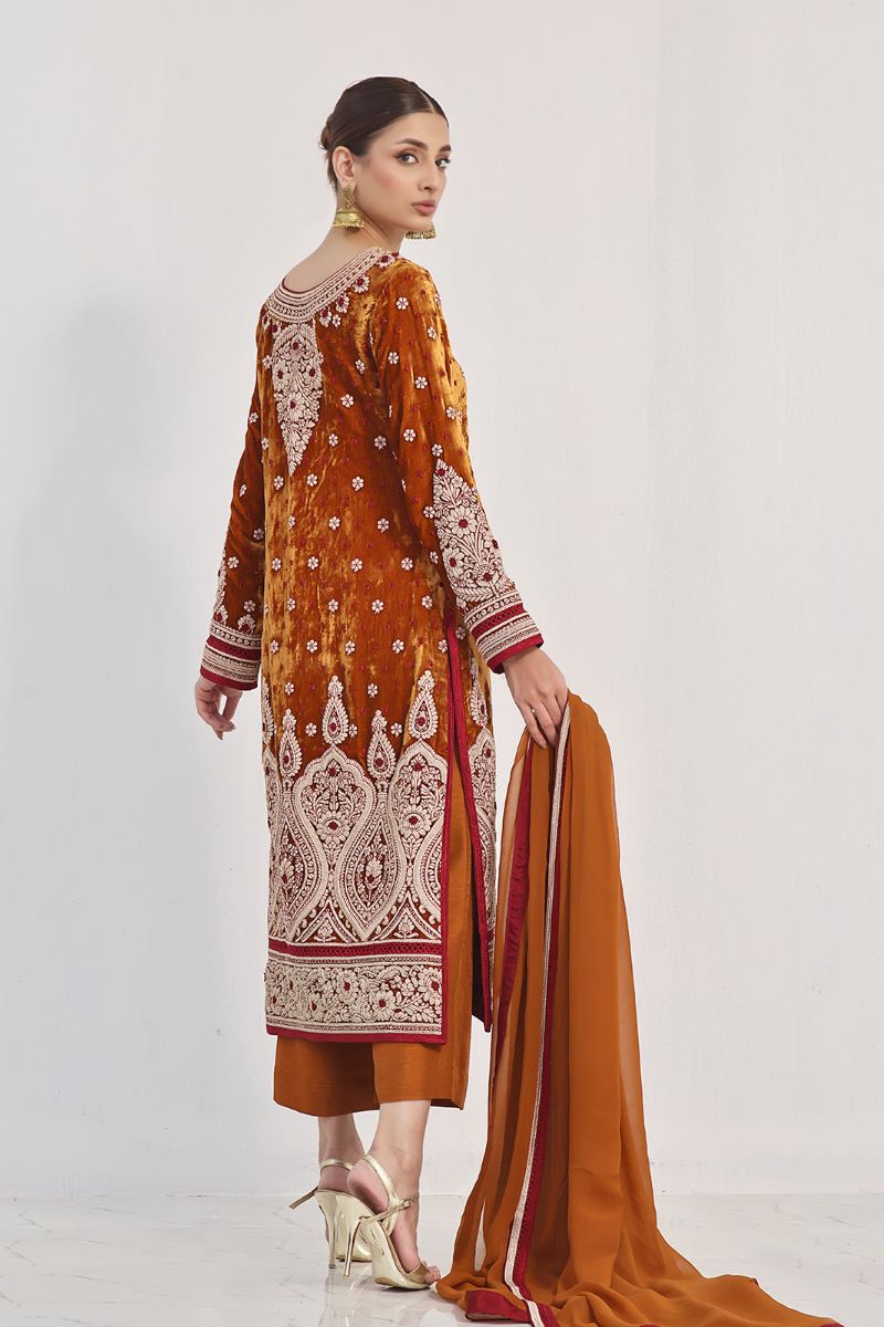 Rizwan Beyg Design - Dilara - Pure Velvet - Mustard - 2 Piece