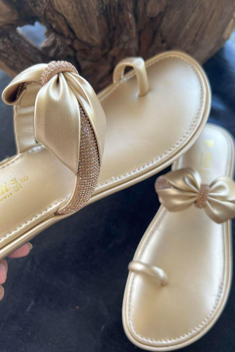 Milli Shoes - Bow Kohlapuri - Golden - 5544