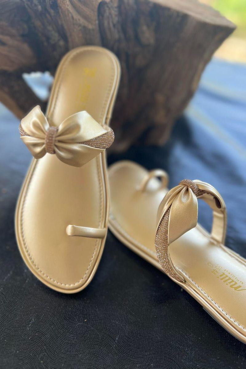 Milli Shoes - Bow Kohlapuri - Golden - 5544